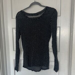 Silk Blend Sheer Grizas Long Sleeved Dotted Top